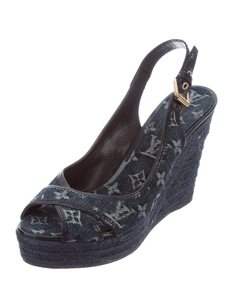 louis vuitton denim wedges|More.